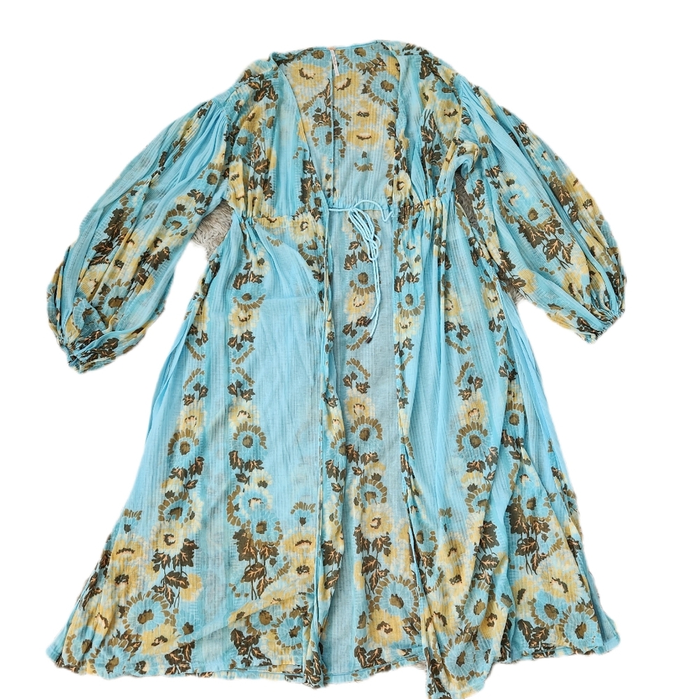 Free People Sunflower Print Duster‎ Kimono Women's Size Large